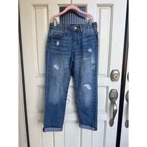 GAP Kids Girls Jeans Regular‎ Girlfriend Mid Rise Distressed Blue Denim Size 10